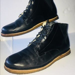 Mens TSUBO Black/Black Leather Ankle Boots Size13